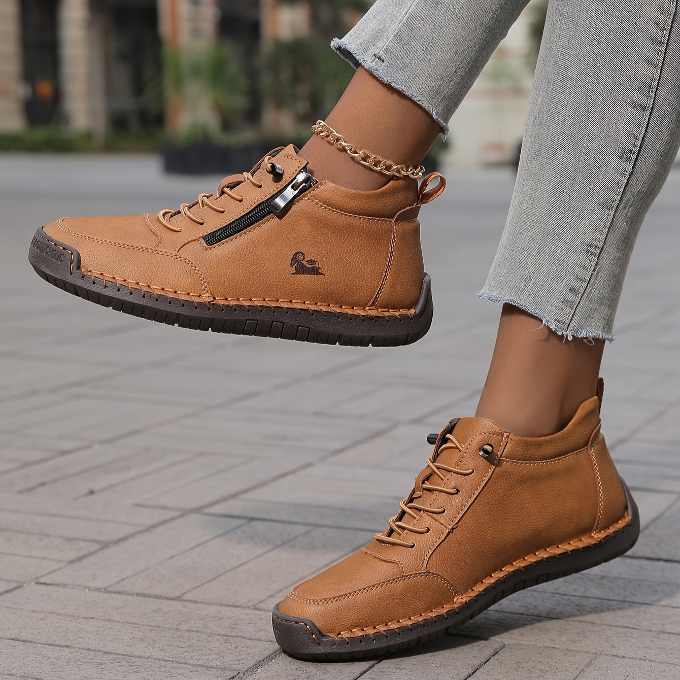Zapatillas de Caminar para Mujer con Cierre de Cremallera y Suela Amortiguada