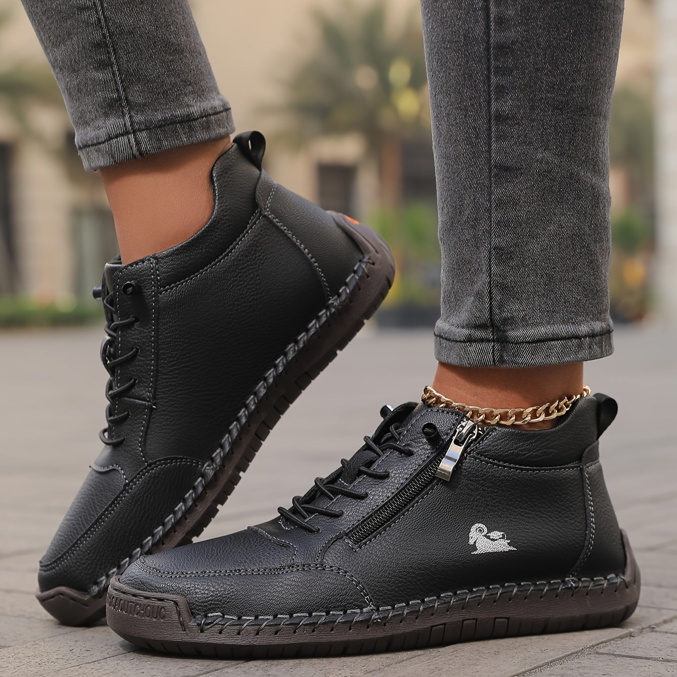Zapatillas de Caminar para Mujer con Cierre de Cremallera y Suela Amortiguada