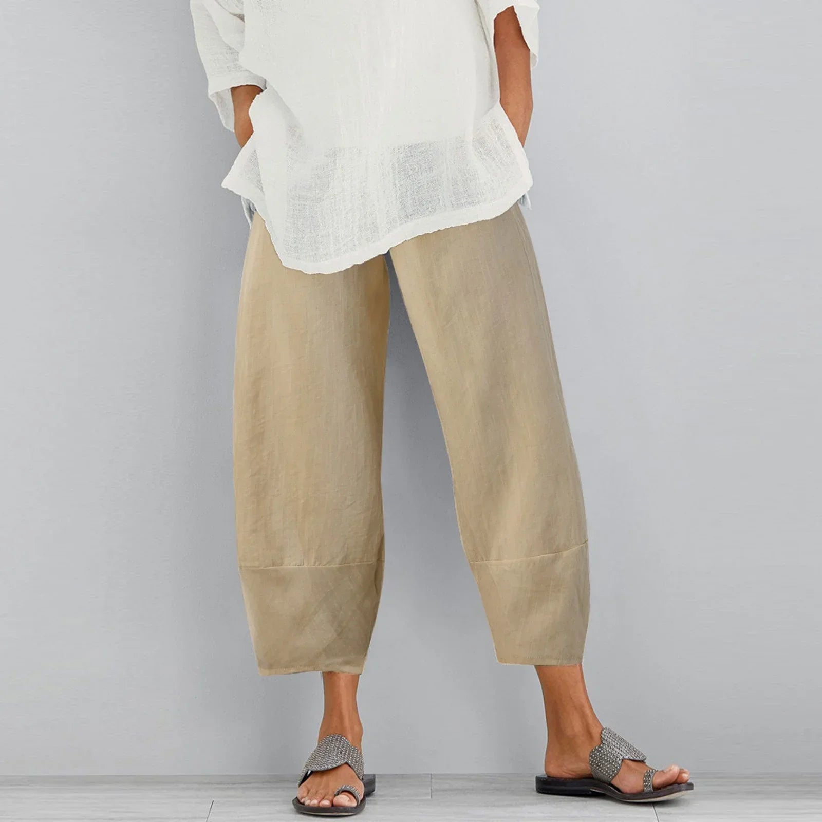 Pantalones de Pata Ancha para Mujer con Diseño Holgado y Corte Tobillero