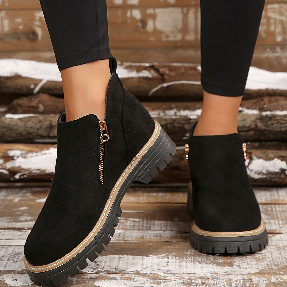 Botines para Mujer con Cierre de Cremallera Lateral y Suela Antideslizante