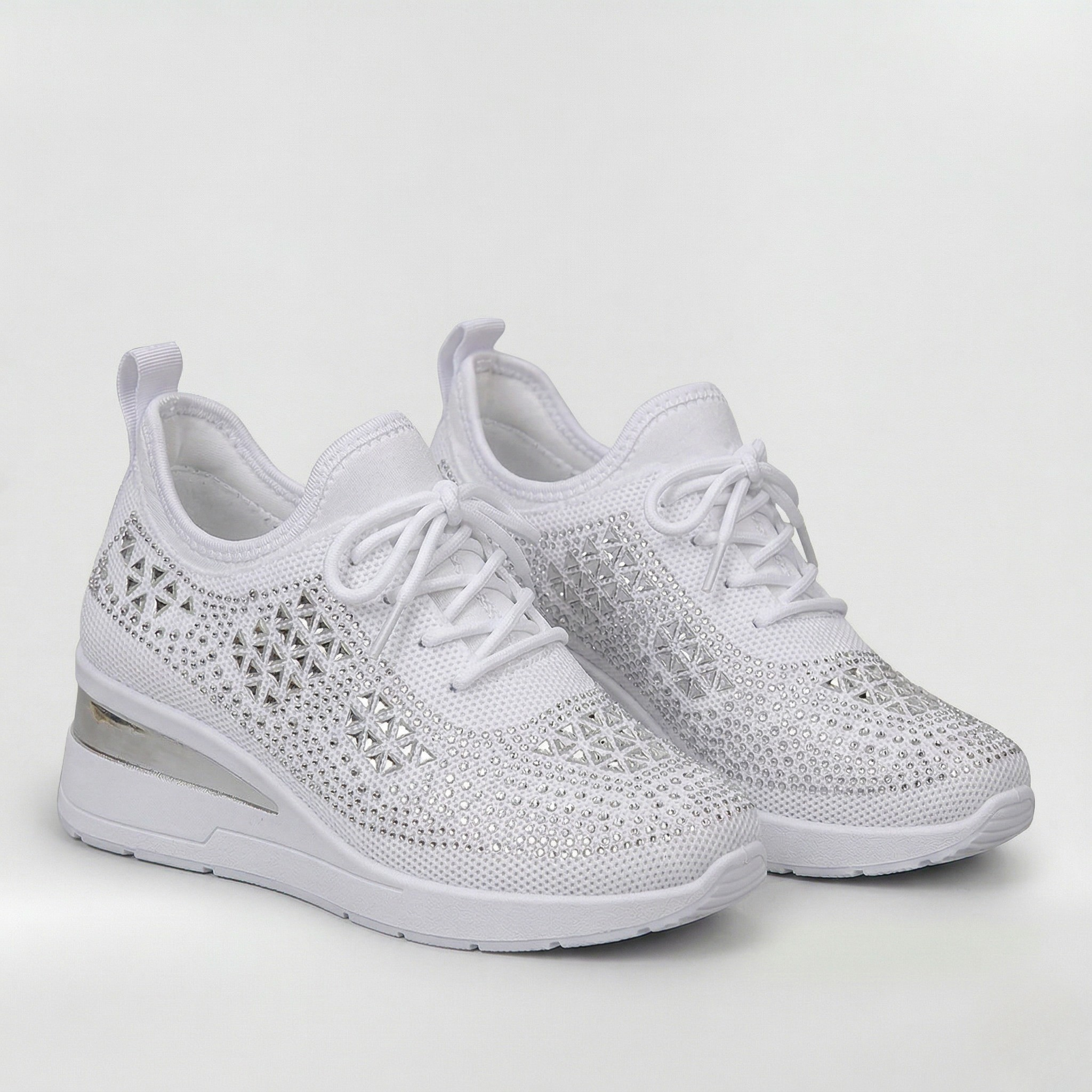 Zapatillas con Cuña y Brillantines para Mujer Deportivas de Plataforma