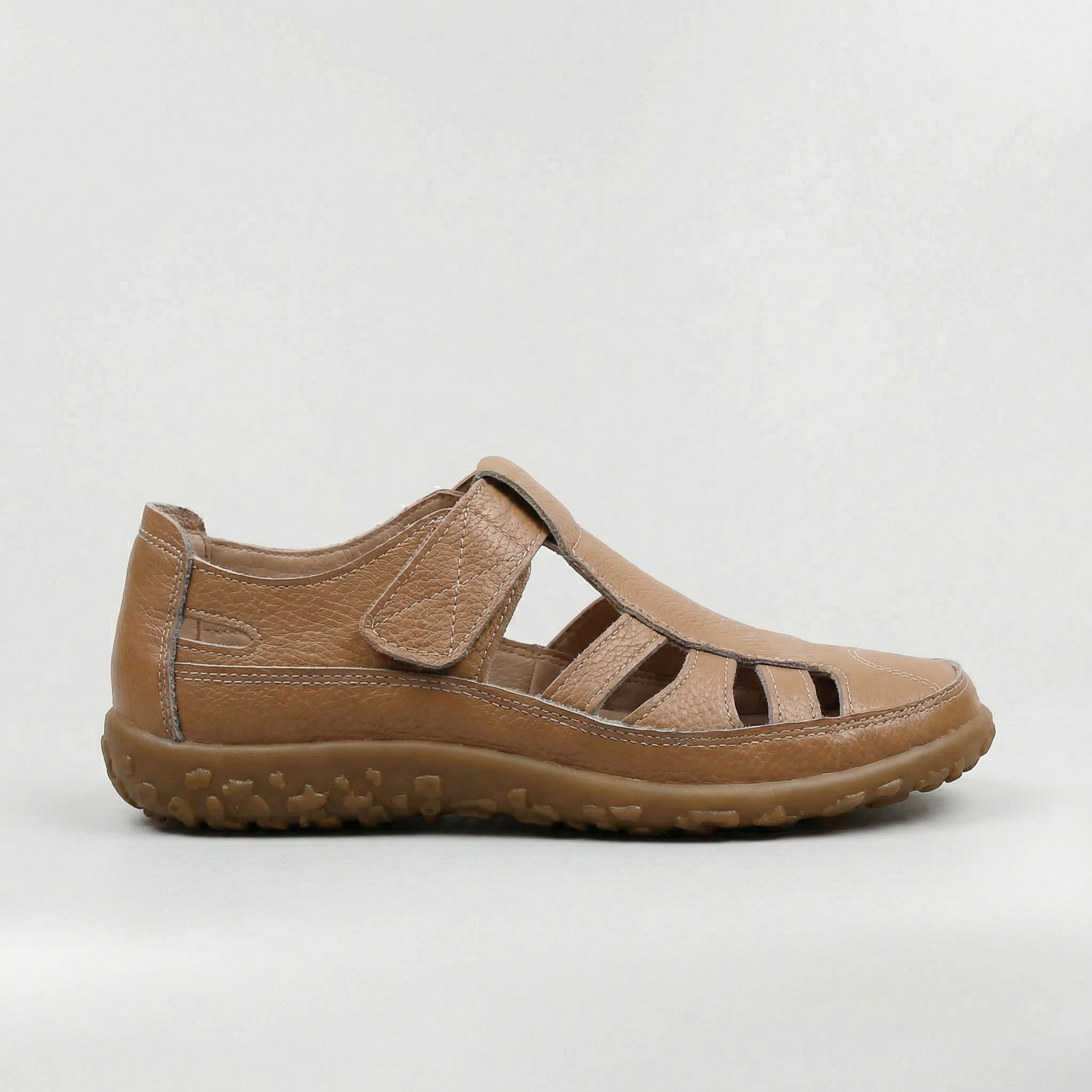 Sandálias Fechadas de Couro para Mulher, Sapatos de Passeio com Tira Ajustável
