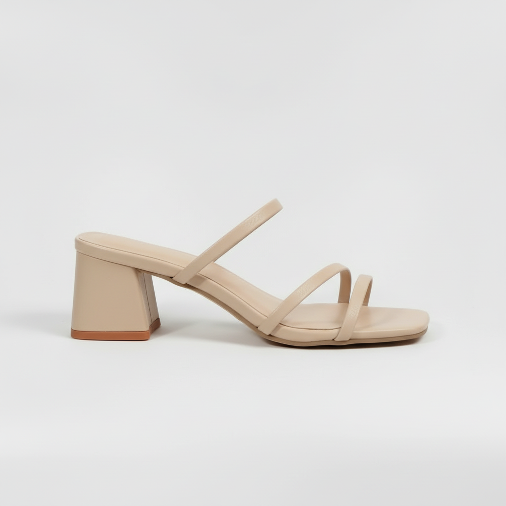 Sandalias de Tacón Medio con Tiras y Suela de Apoyo para Mujer