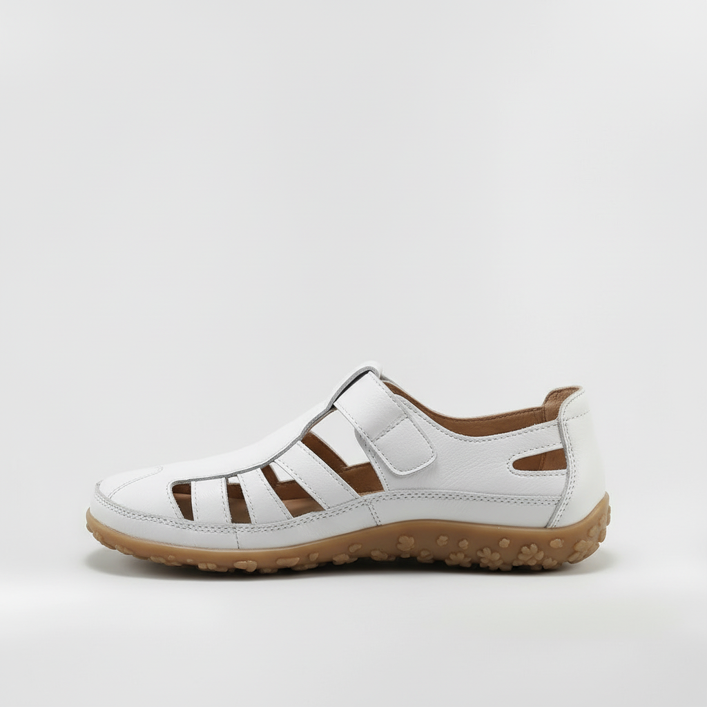 Sandalias Cerradas para Mujer Zapatos de Cuero con Tiras y Suela de Gran Confort