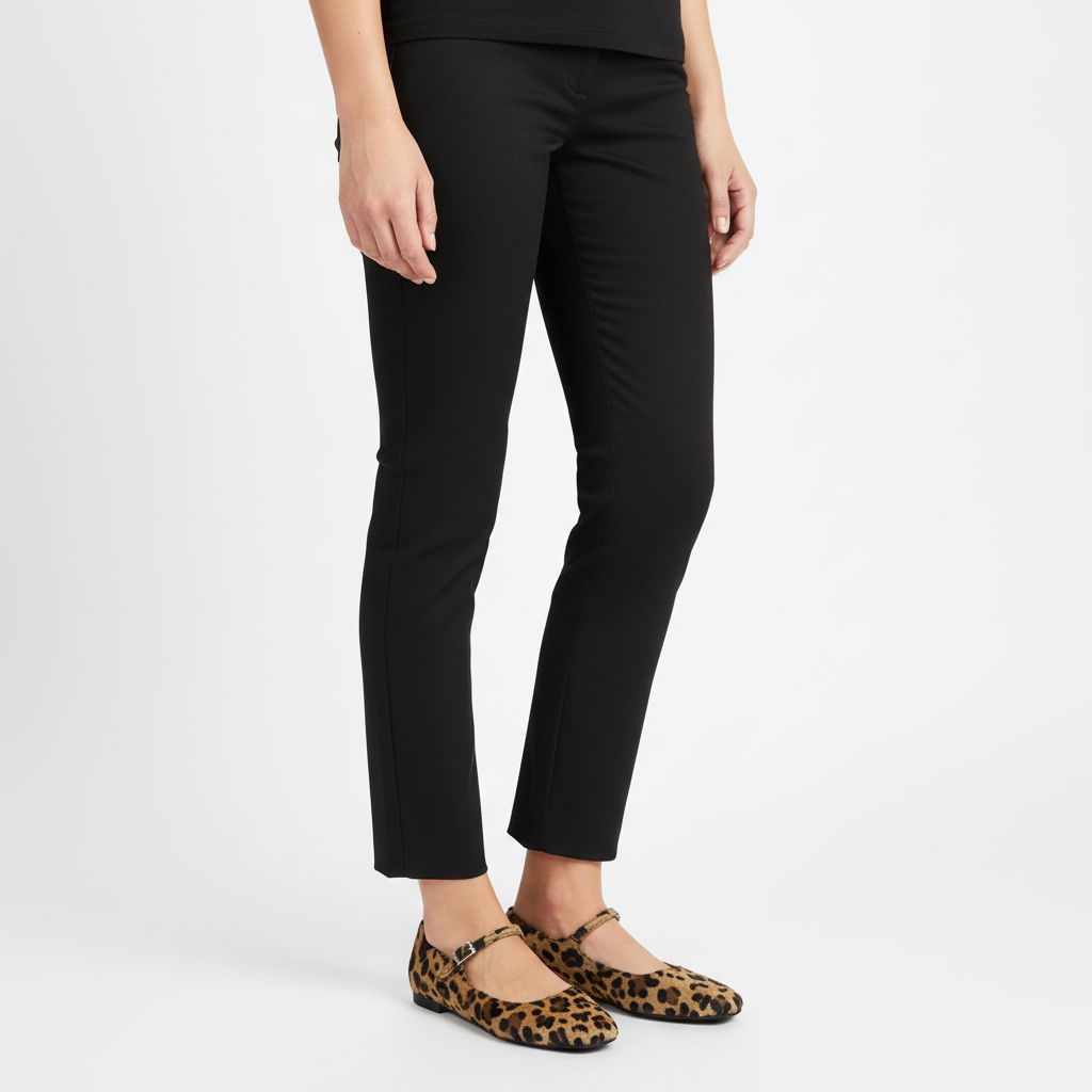 Women's Mary Jane Flats with Leopard Print and Adjustable Strap