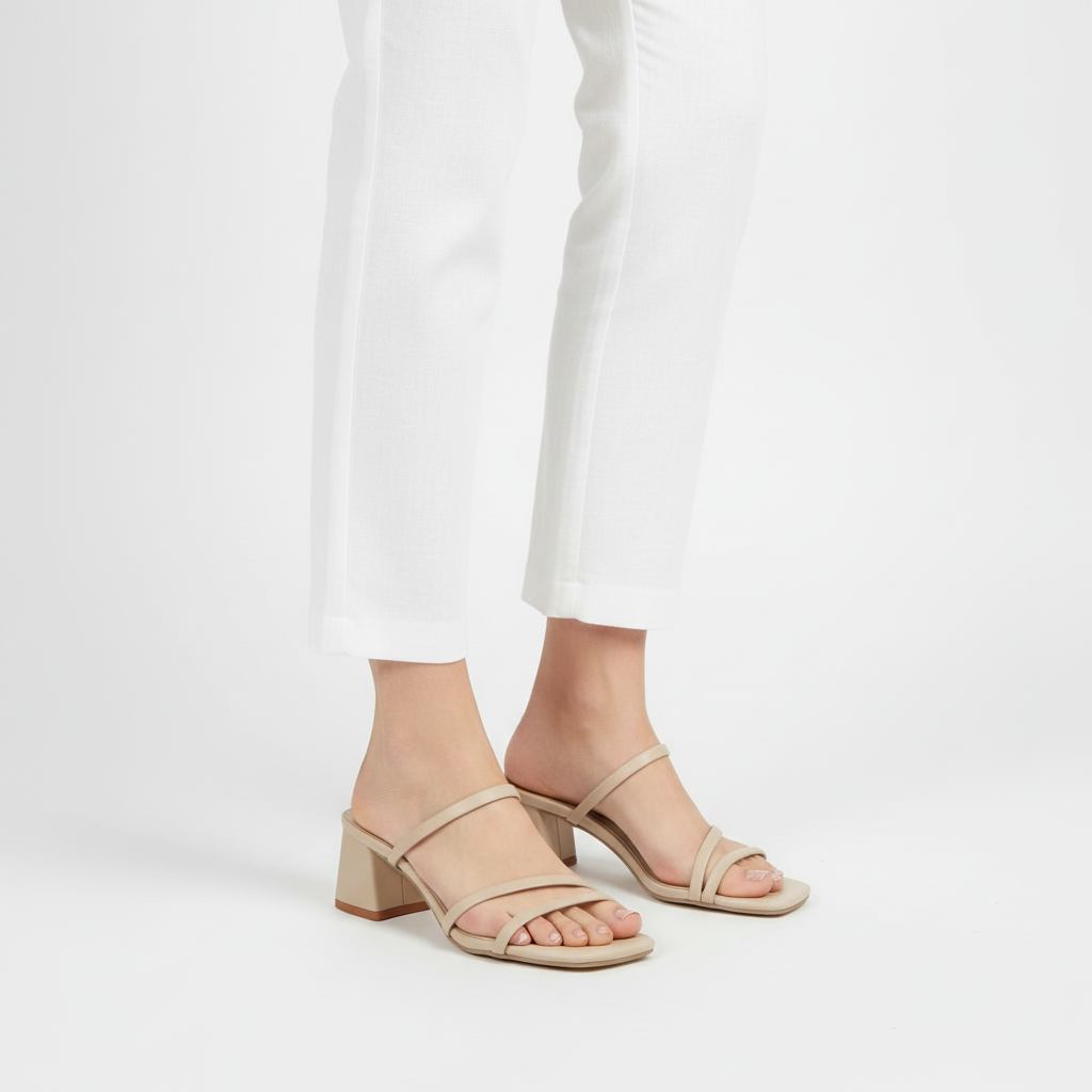 Sandales à talon bloc pour femme avec brides et boucle à la cheville