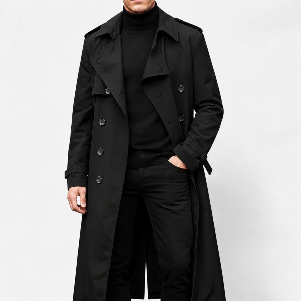 Abrigo Trench Hombre Invierno Estilo Refinado