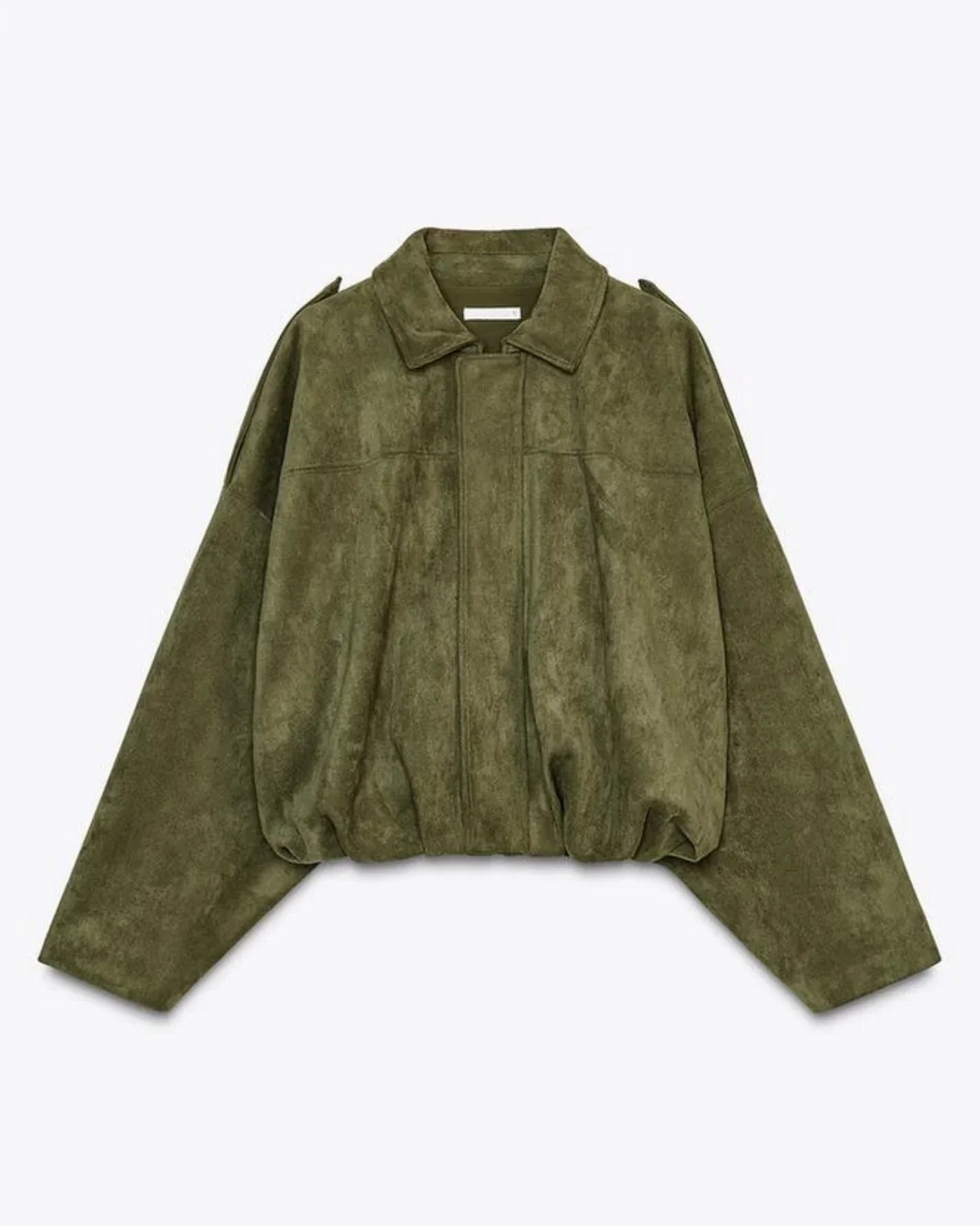 Chaqueta Bomber de Ante para Mujer Estilo Oversize con Cierre de Cremallera