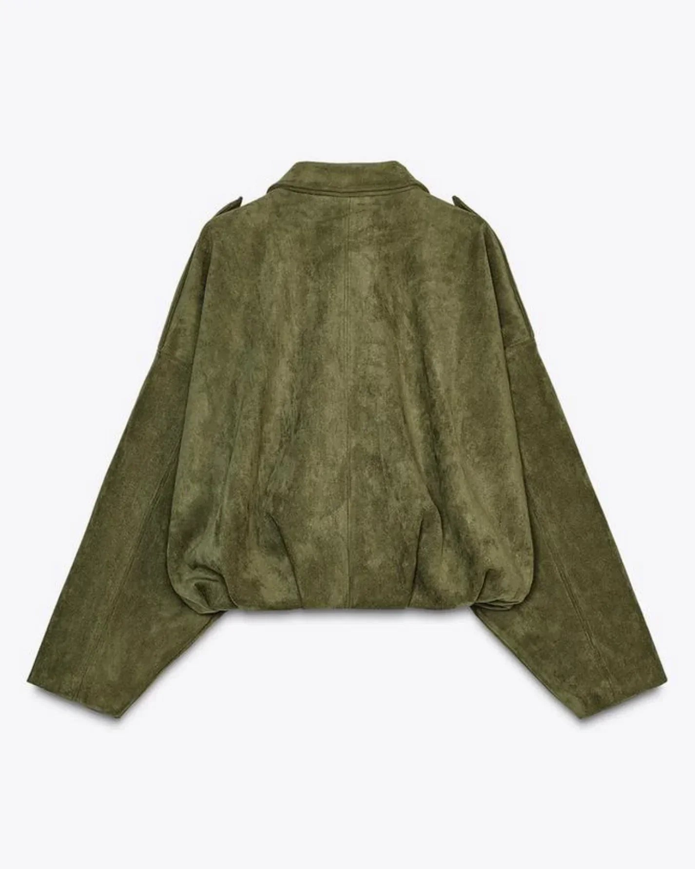 Chaqueta de Antelina con Cremallera y Cuello Clásico con Ajuste Relajado para Mujer