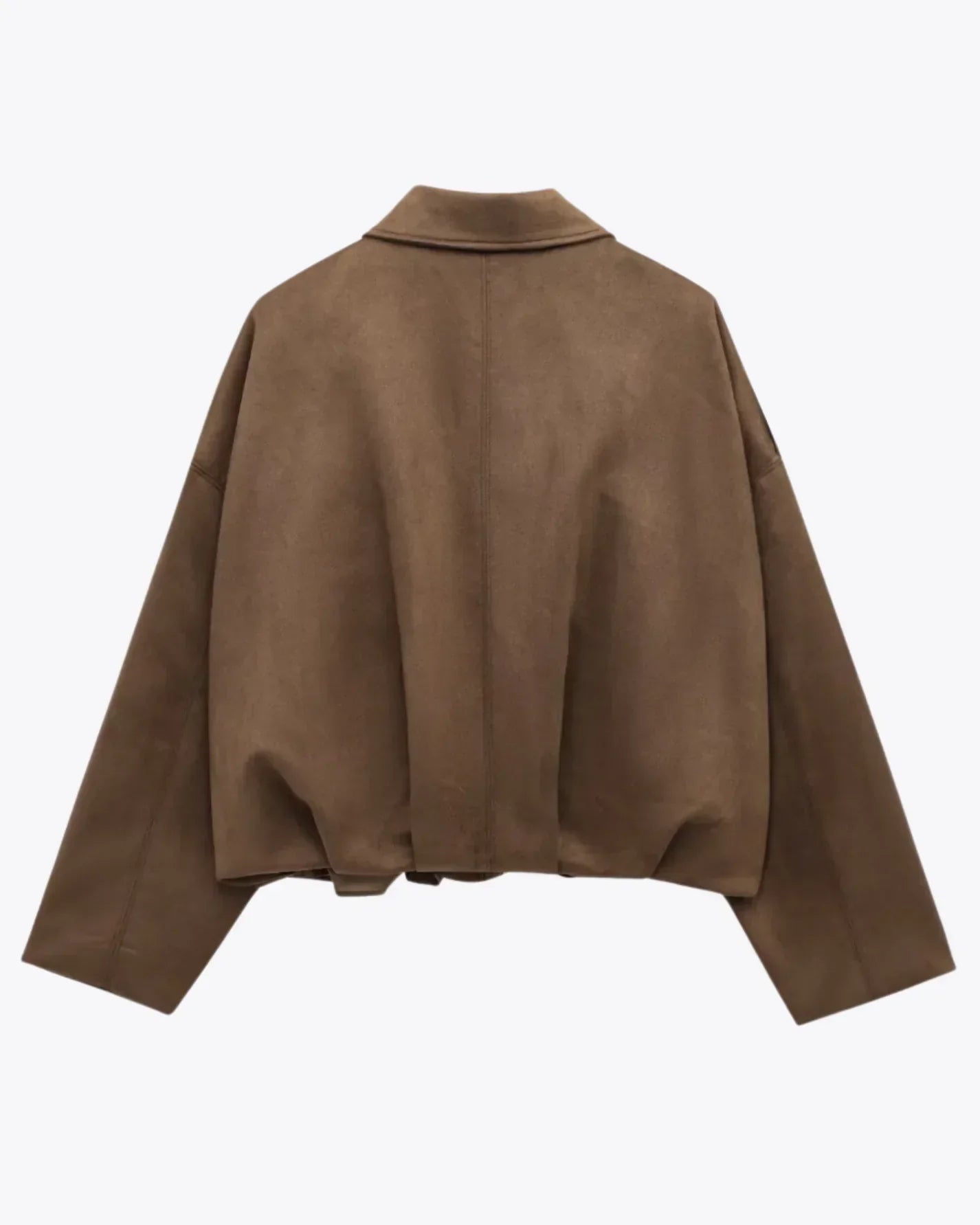 Chaqueta de Antelina con Cremallera y Cuello Clásico con Ajuste Relajado para Mujer