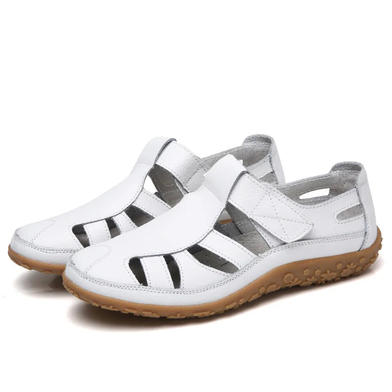 Sandalias romanas mujer cuero suave caladas suela flexible confort