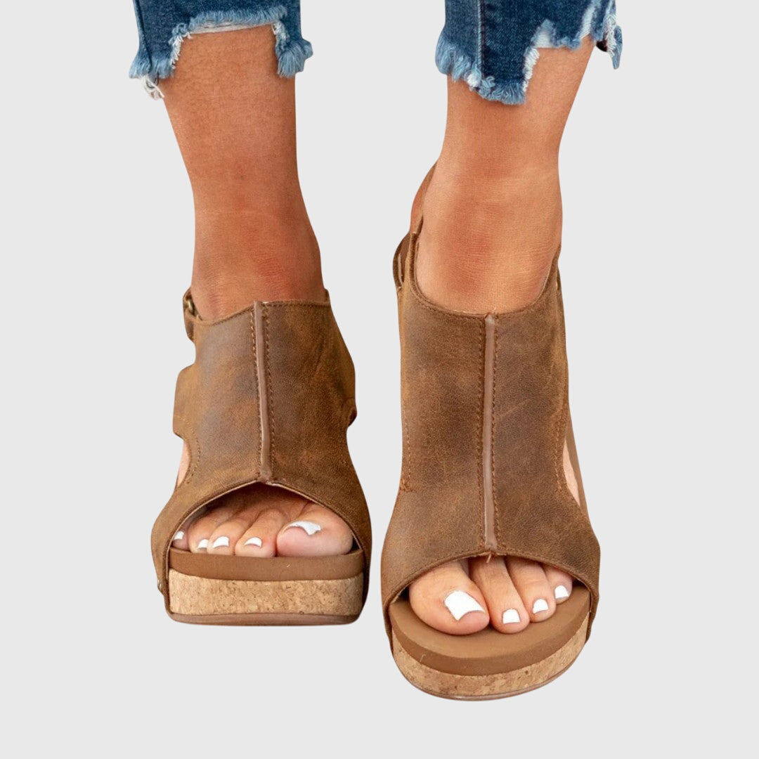 Sandalias de Plataforma para Mujer Zapatos con Cuña y Acabado de Corcho