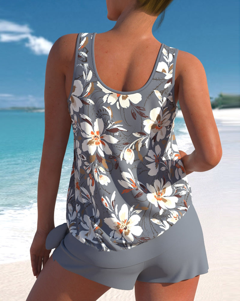 Tankini de dos piezas para mujer - bañador con camiseta y braguita lisa | playa