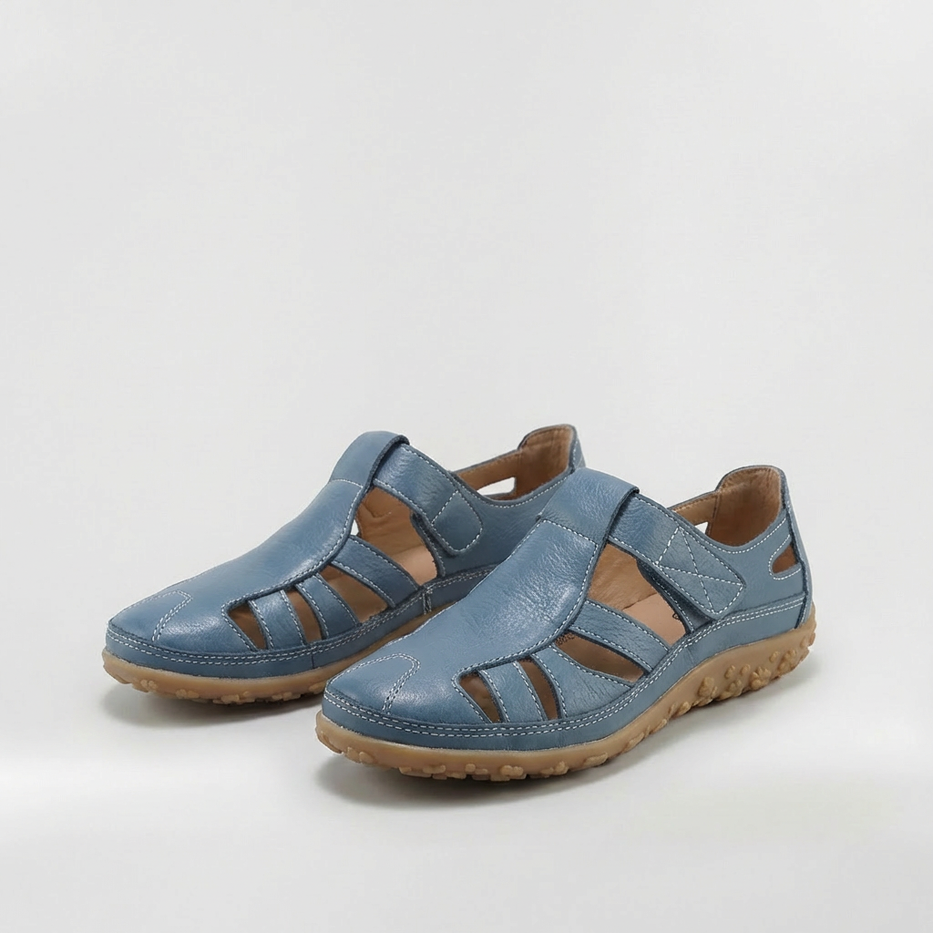 Sandalias Cerradas para Mujer Zapatos de Cuero con Tiras y Suela de Gran Confort