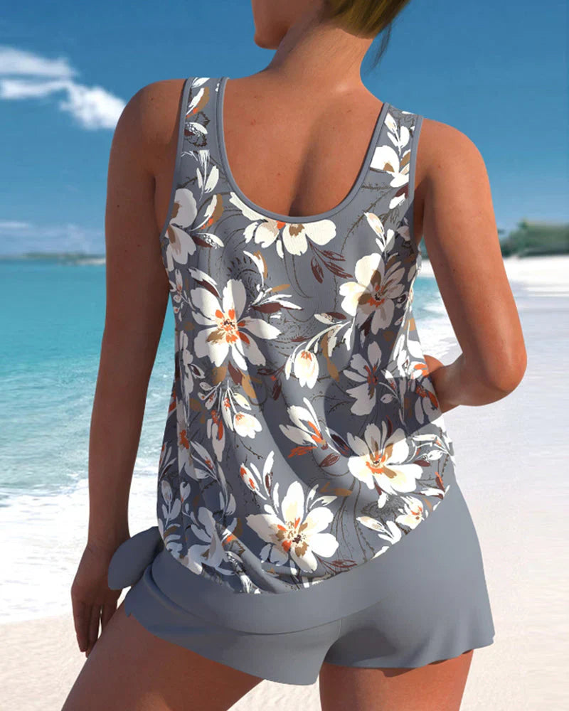 Conjunto de Tankini de Playa para Mujer con Top sin Mangas y Pantalones Cortos