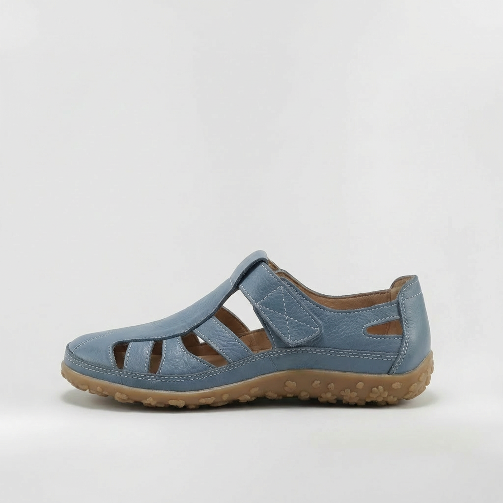 Sandalias Cerradas para Mujer Zapatos de Cuero con Tiras y Suela de Gran Confort