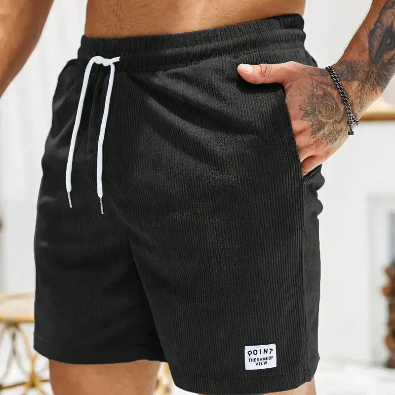 Pantalones cortos de pana para hombre - bermudas con cordón ajustables