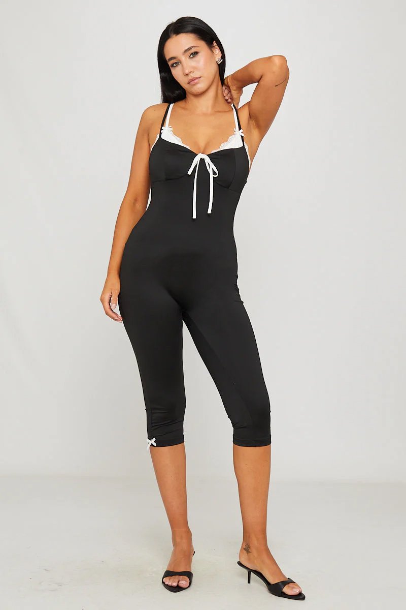 Mono Capri de Punto Elástico con Lazo Frontal y Tirantes Ajustables para Mujer