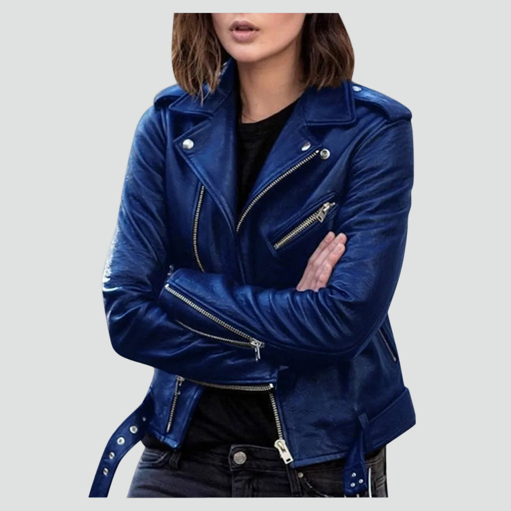 Chaqueta Biker de Mujer con Cremallera Asimétrica y Corte Entallado