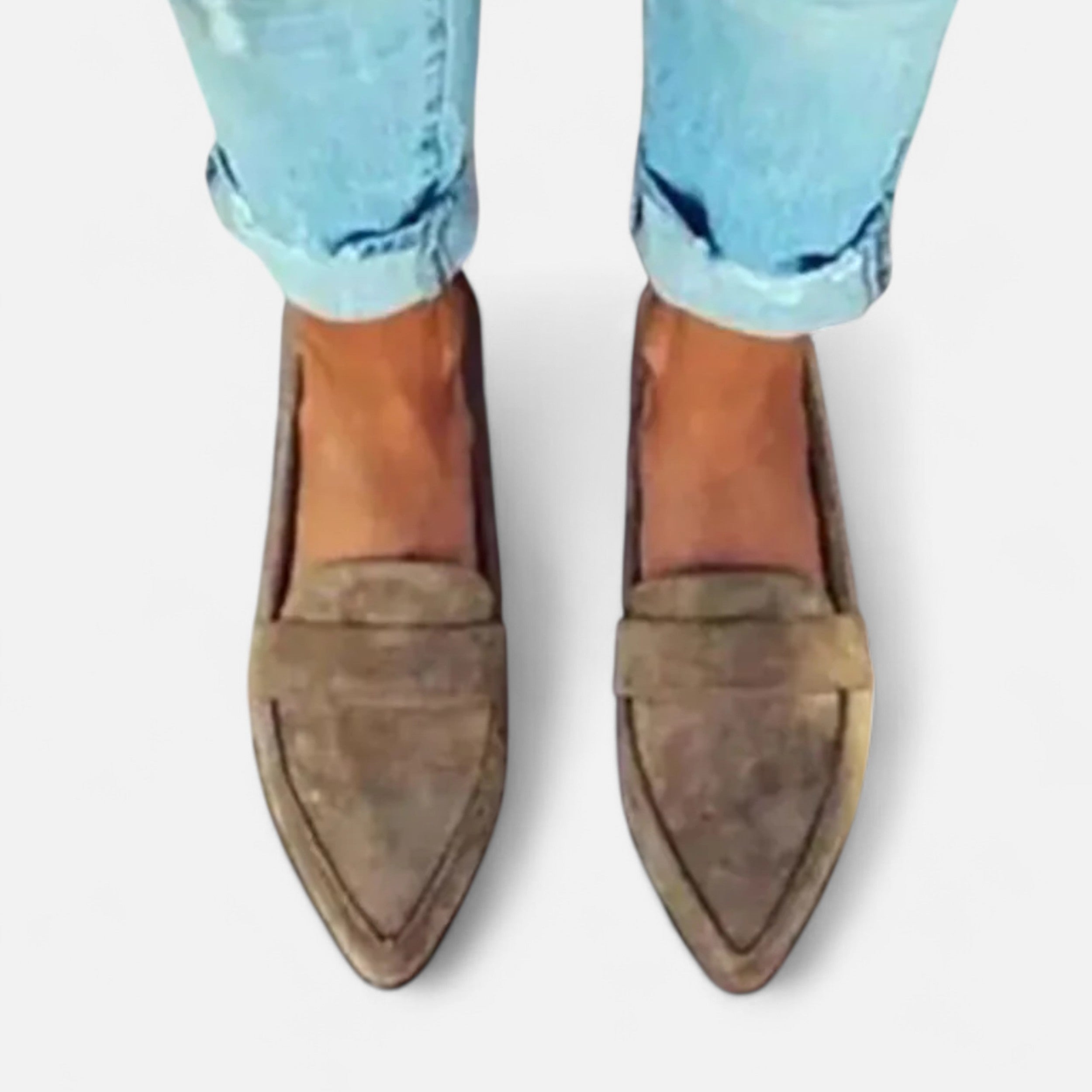 Mocasines de Punta Fina Estilo Retro para Mujer en Gamuza Sintética