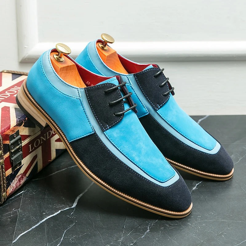 Zapatos Oxford de Piel de Patente para Hombre con Cordones y Suela de Goma