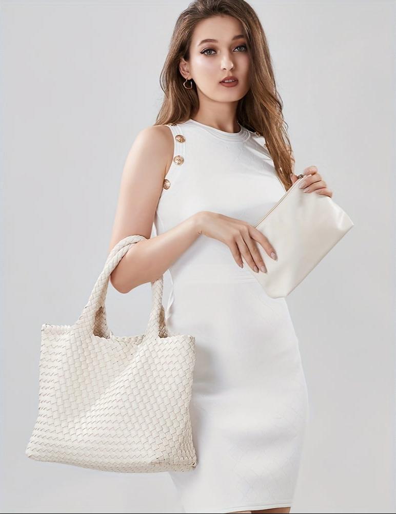 Bolso tote mujer tejido asa hombro gran capacidad