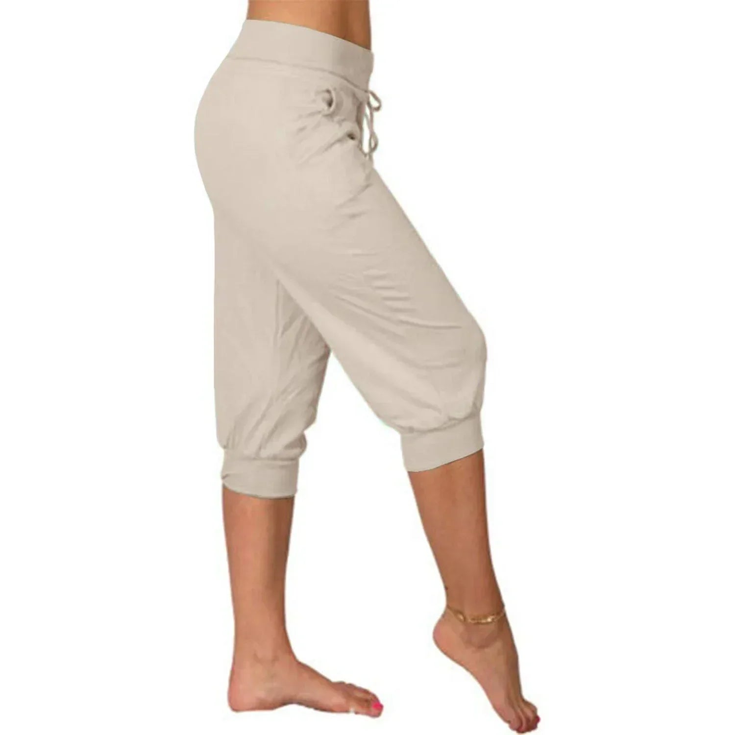 Pantaloni Capri da Donna con Coulisse Regolabile e Vita Elastica