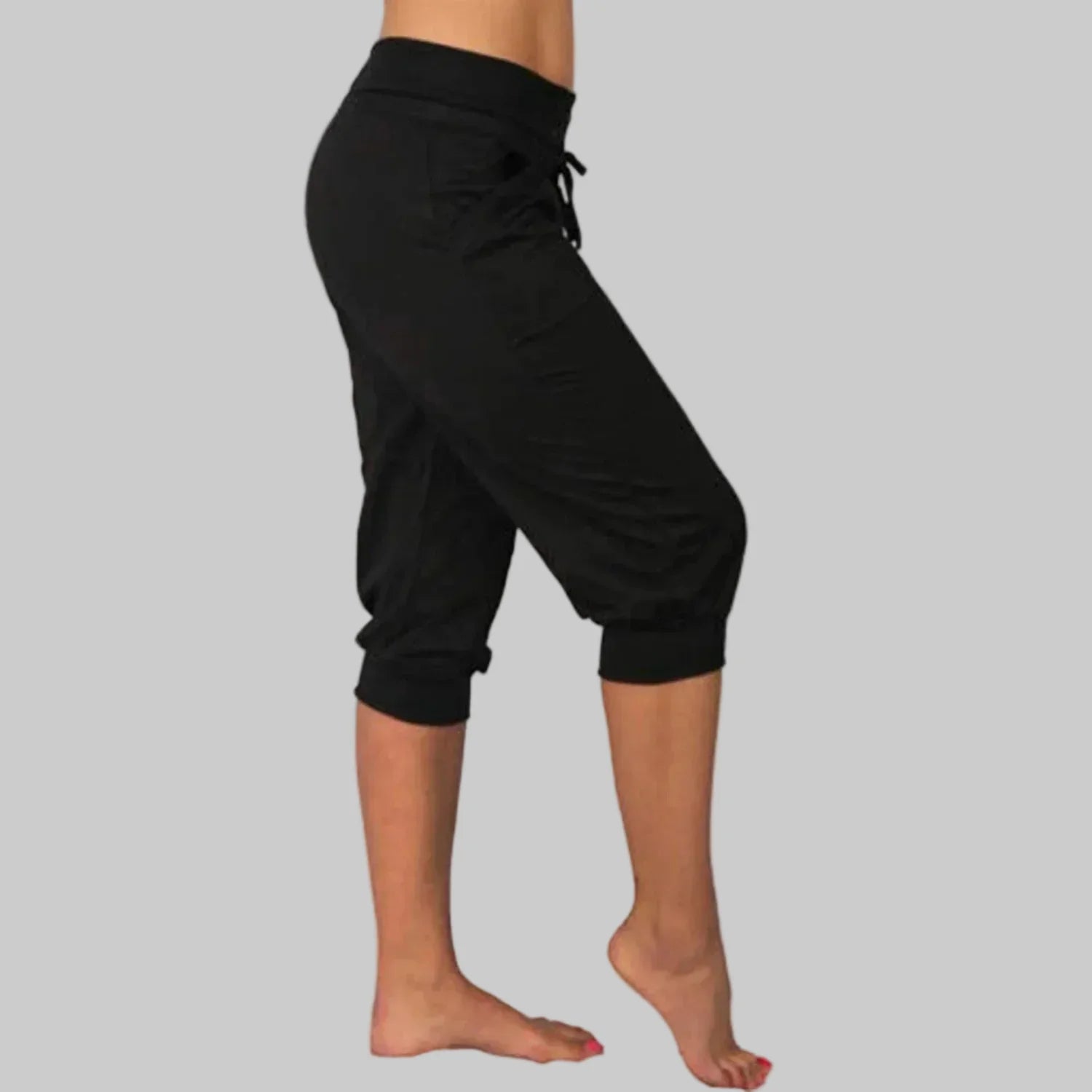 Pantalones Capri de Mujer con Cordón Ajustable y Cintura Elástica
