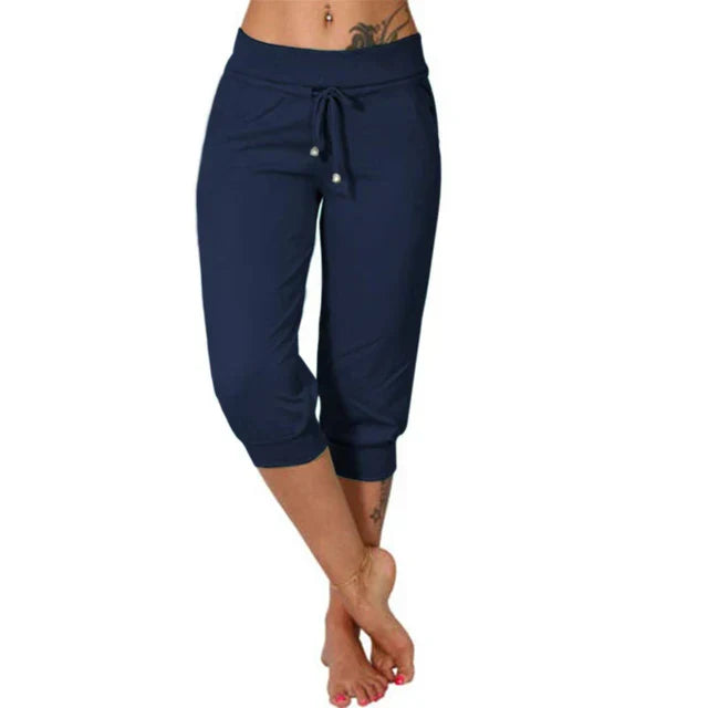Pantaloni Capri da Donna con Coulisse Regolabile e Vita Elastica