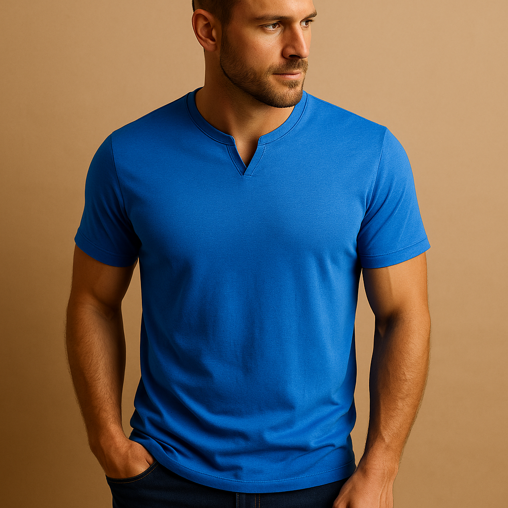 Camiseta De Algodón Para Hombre Cuello Redondo