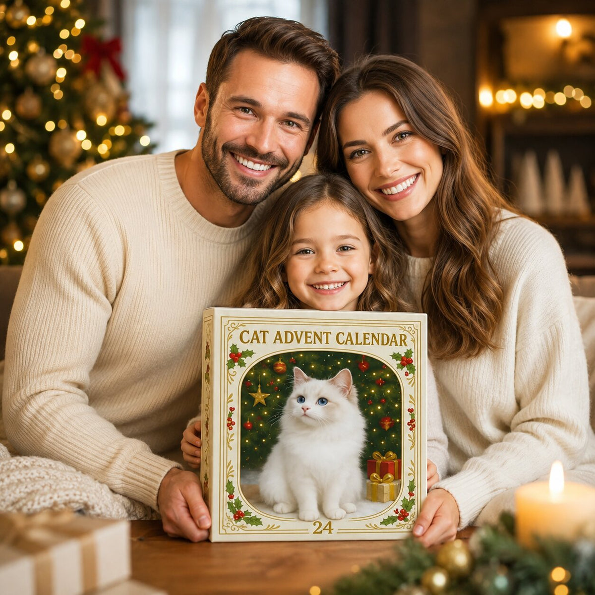Adventní kalendář pro kočky s 24 dekorativními vánočními ozdobami s koťátky
