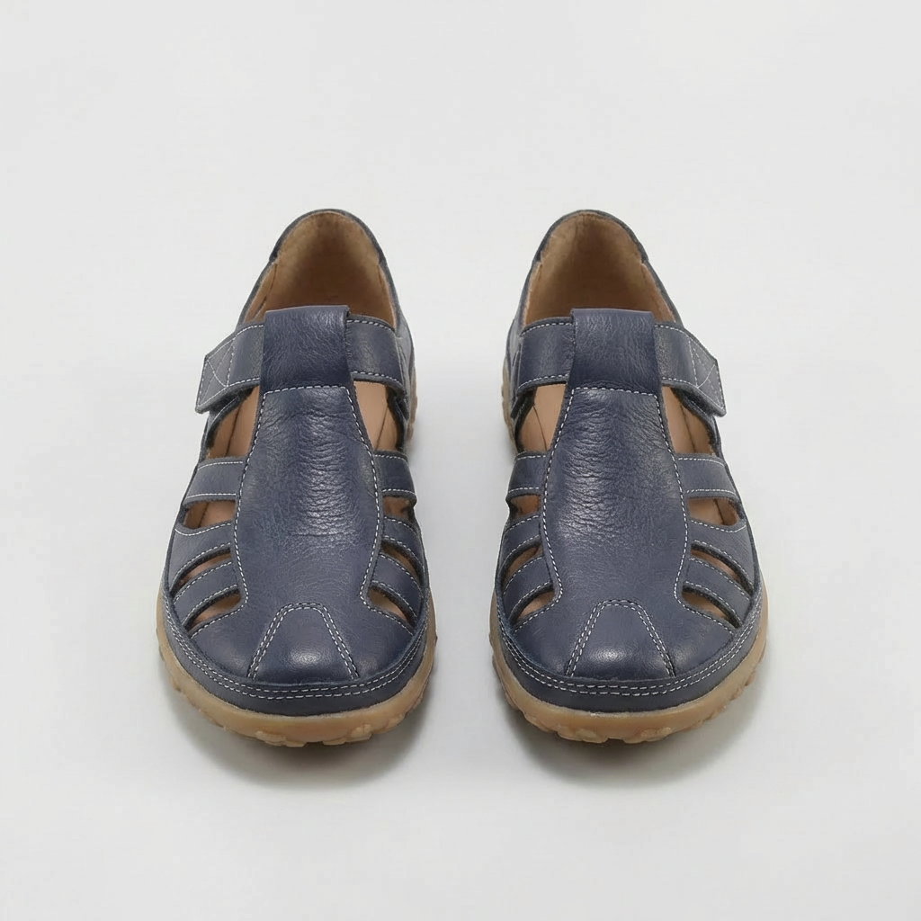 Sandalias Cerradas para Mujer Zapatos de Cuero con Tiras y Suela de Gran Confort