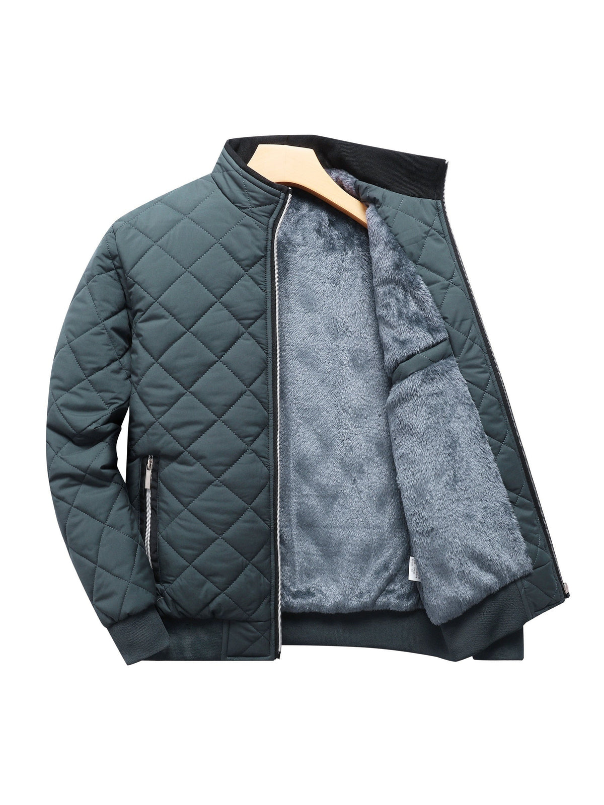 Veste matelassée en polyester pour homme avec col montant et fermeture à glissière