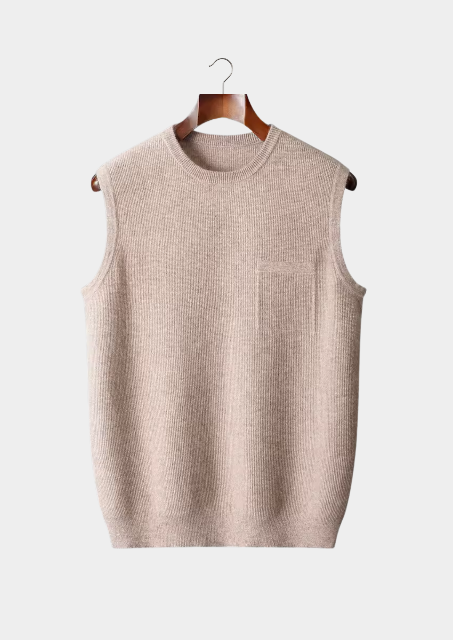 Chaleco de lana merino para hombre de punto con cuello redondo y diseño jacquard