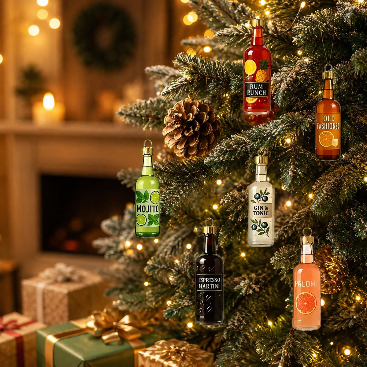 Calendario de Adviento con 24 Adornos Decorativos de Botellas de Cóctel