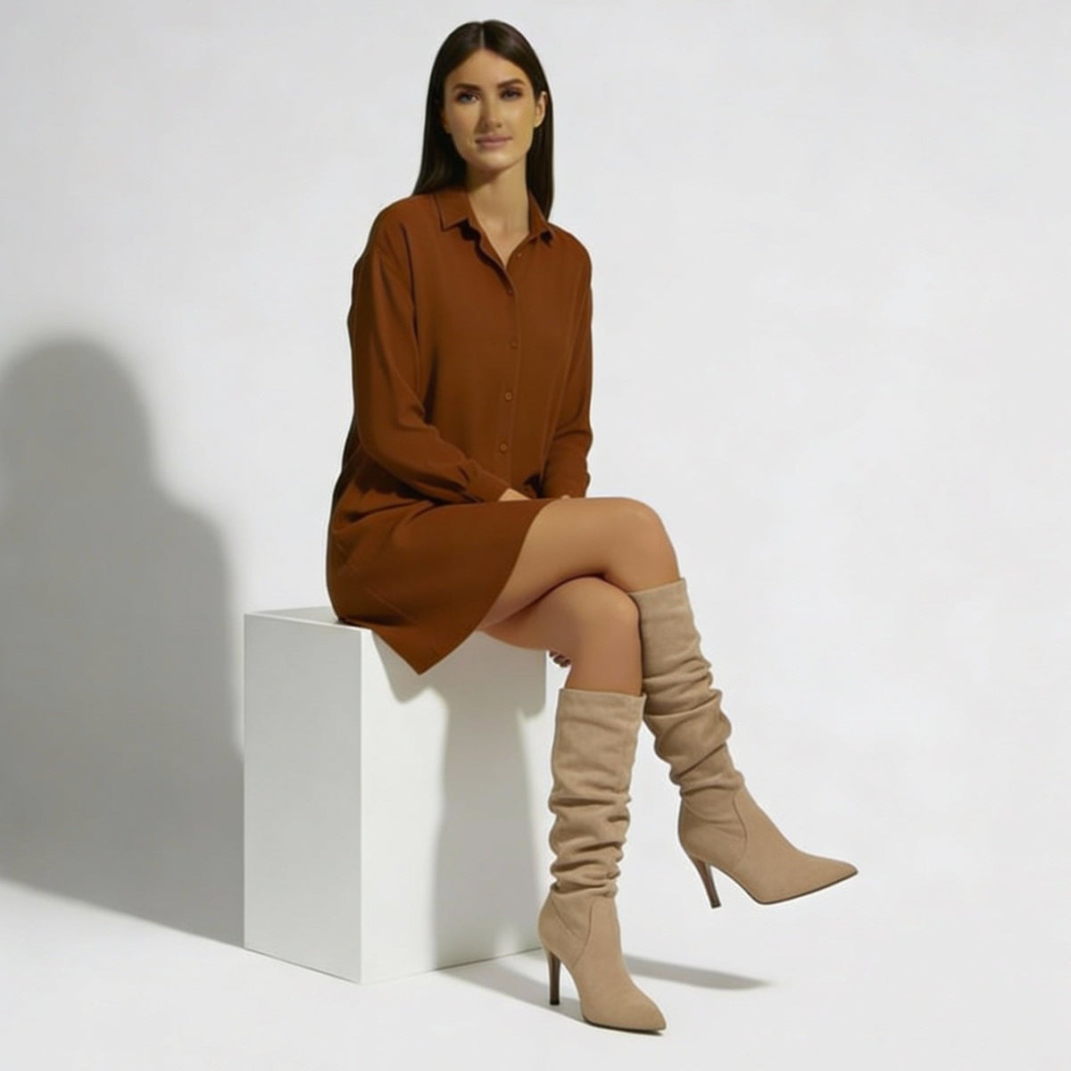 Botas de Mujer de Ante con Tacón de Aguja y Diseño Elegante y Sofisticado
