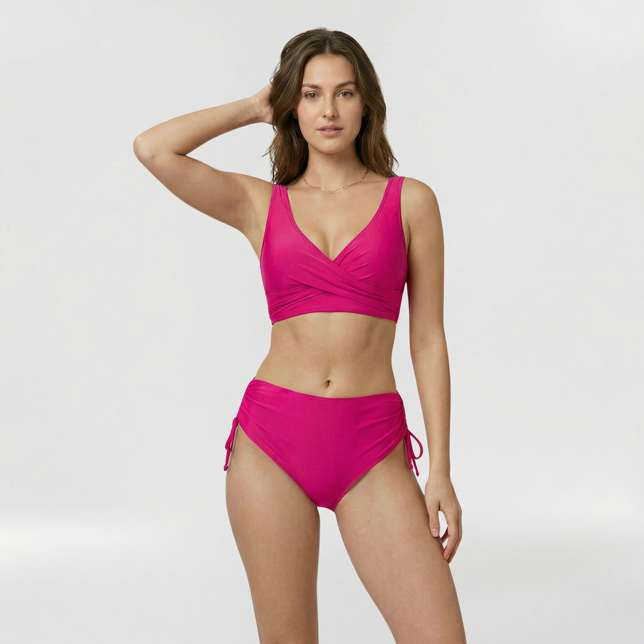 Bikini de dos piezas envolvente con tirantes anchos y braguita de lazos