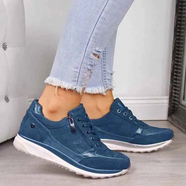 Zapatillas de Mujer con Cierre de Cremallera y Cordones Cómodos