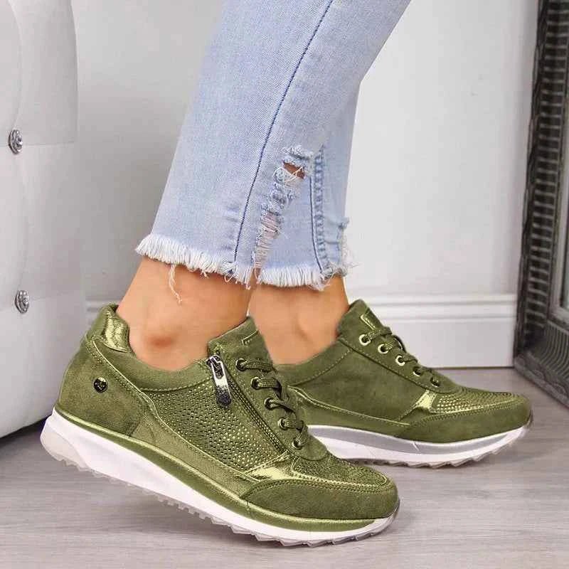 Zapatillas de Mujer con Cierre de Cremallera y Cordones Cómodos