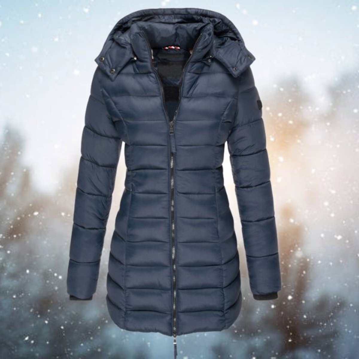 Chaqueta Acolchada para Mujer con Capucha Desmontable y Corte Entallado