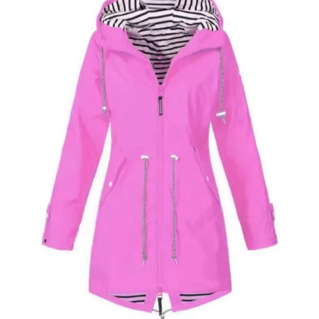 Chaqueta Impermeable de Mujer con Capucha Ajustable y Bolsillos