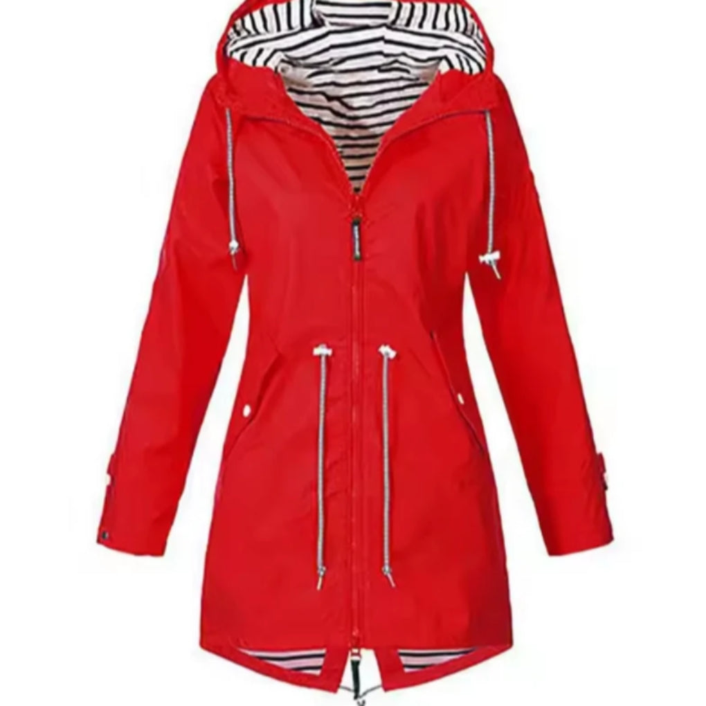 Chaqueta Impermeable de Mujer con Capucha Ajustable y Bolsillos