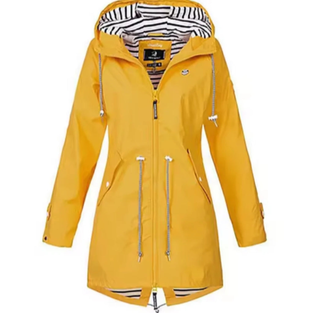 Chaqueta Impermeable de Mujer con Capucha Ajustable y Bolsillos