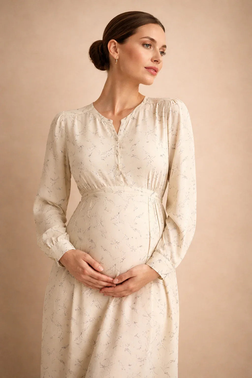 Vestido maternidad largo flores cintura imperio