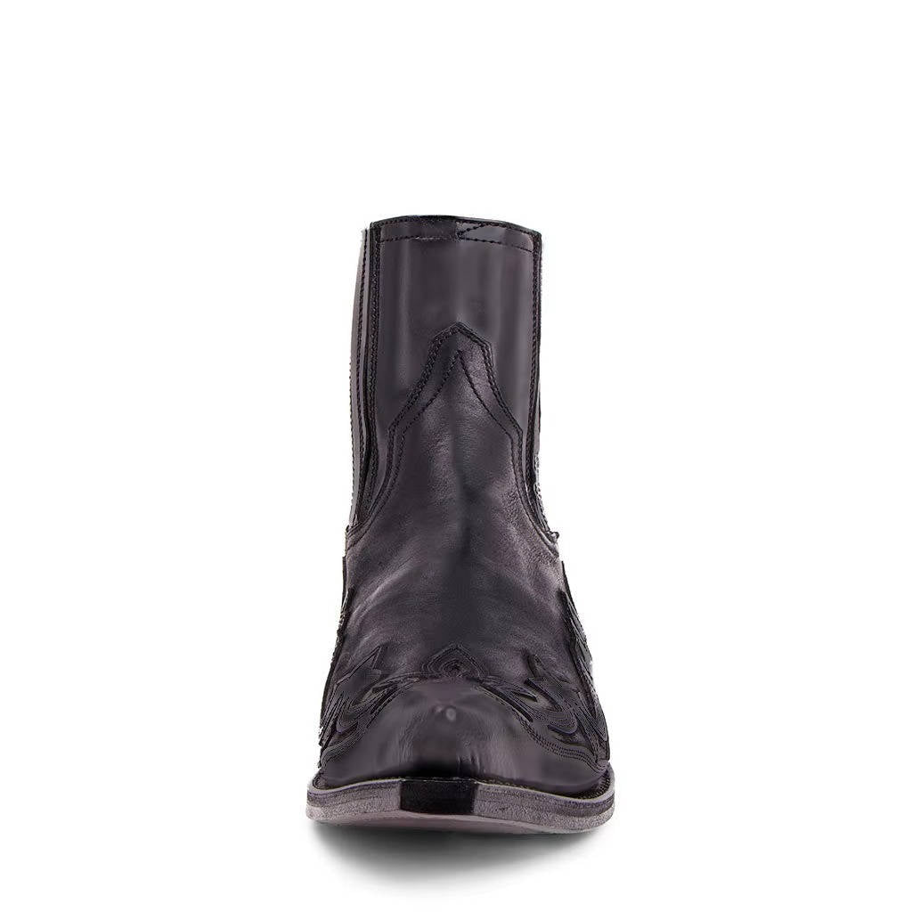 Botas Vaqueras de Mujer Botines Estilo Cowboy con Bordado y Punta Fina de Cuero PU
