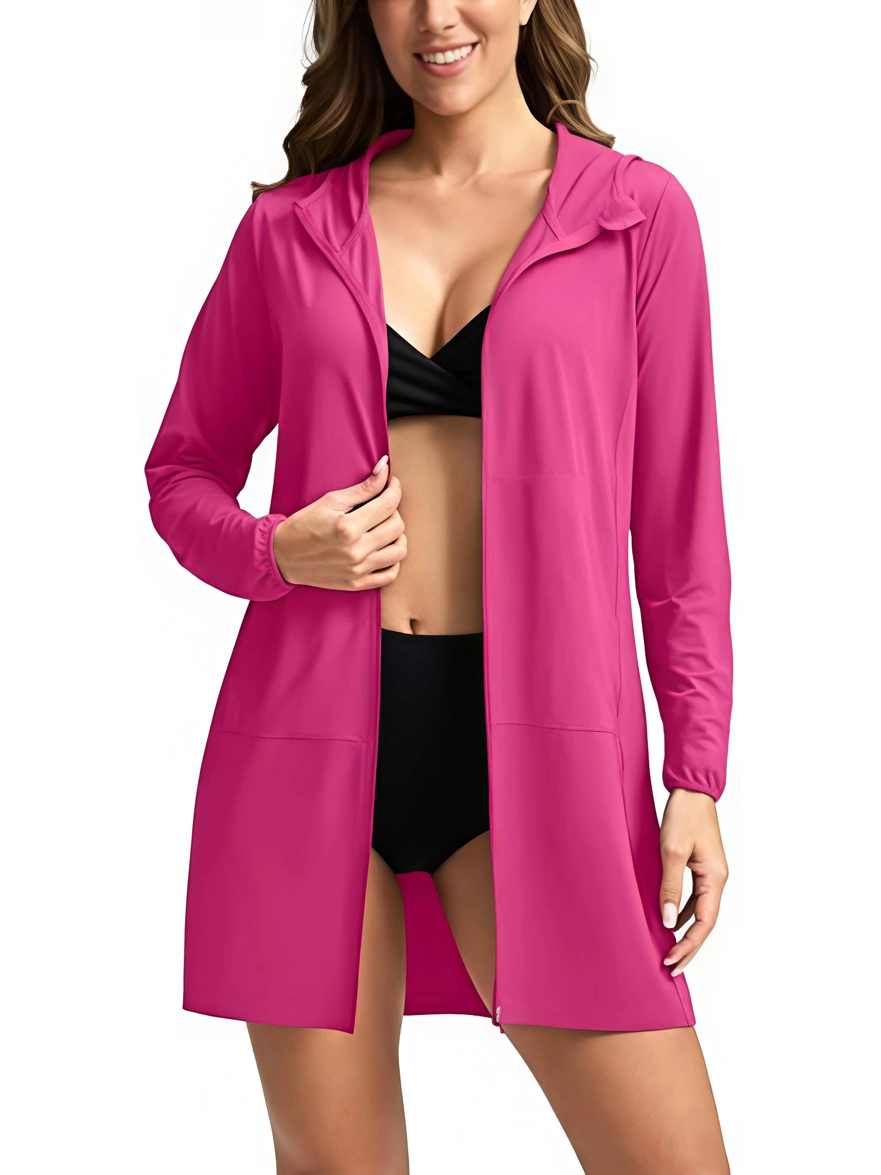 Sudadera con Capucha UPF 50+ para Mujer Protección Solar Beach Cover Up con Cremallera