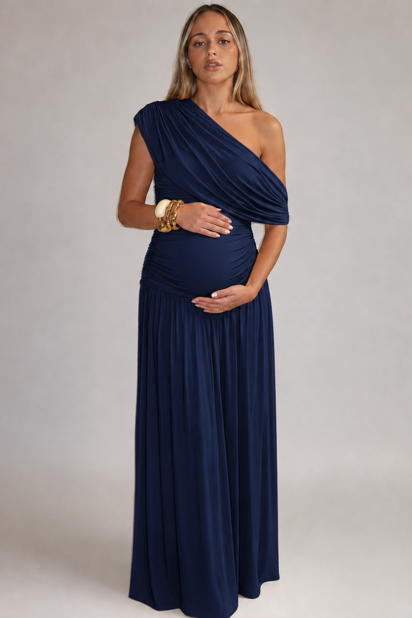 Vestido maternidad asimétrico largo elegante