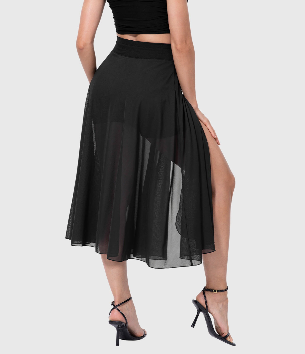 Falda Midi Acampanada de Talle Alto para Mujer con Cordón Ajustable