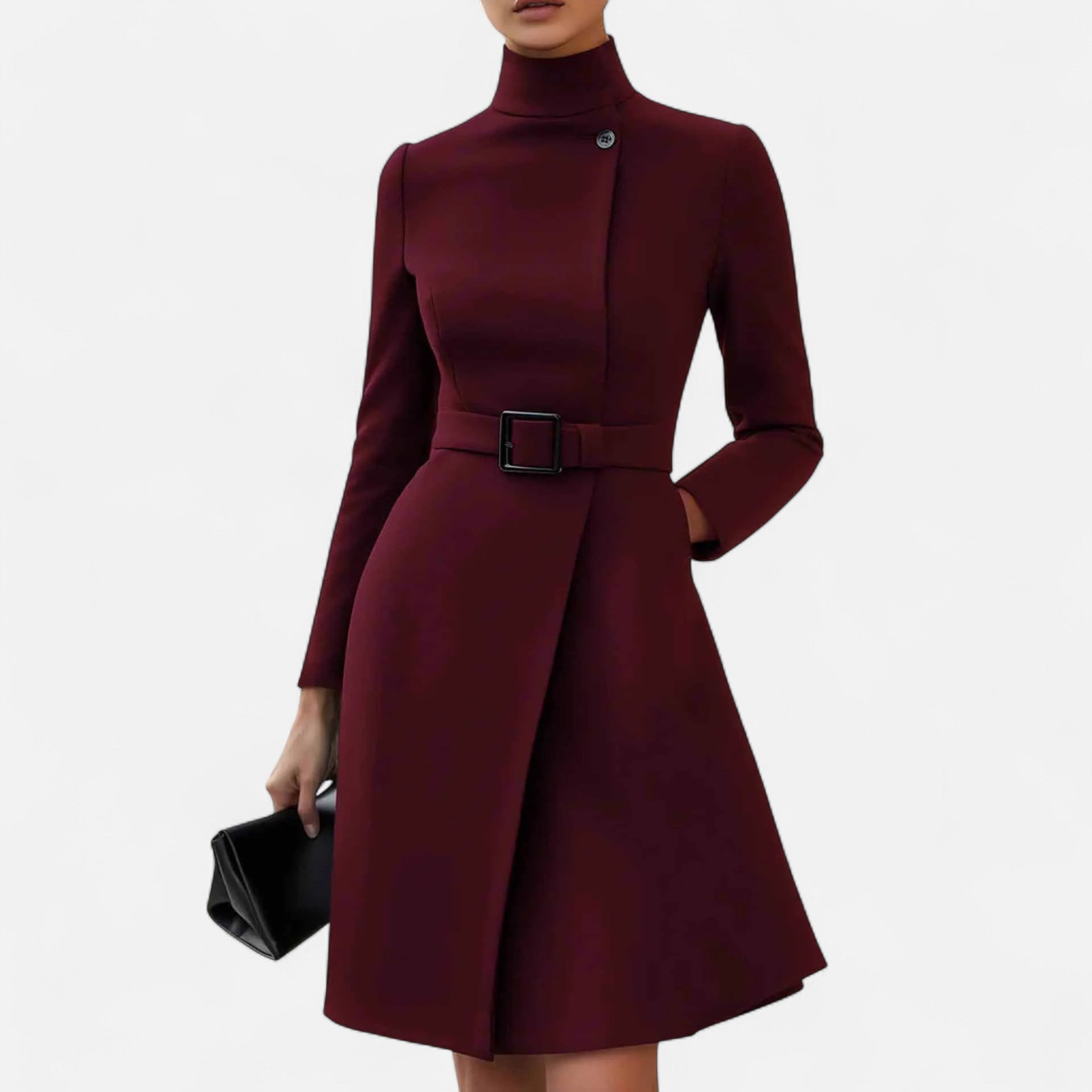 Vestido Mujer Invierno Cuello Alto Asimétrico