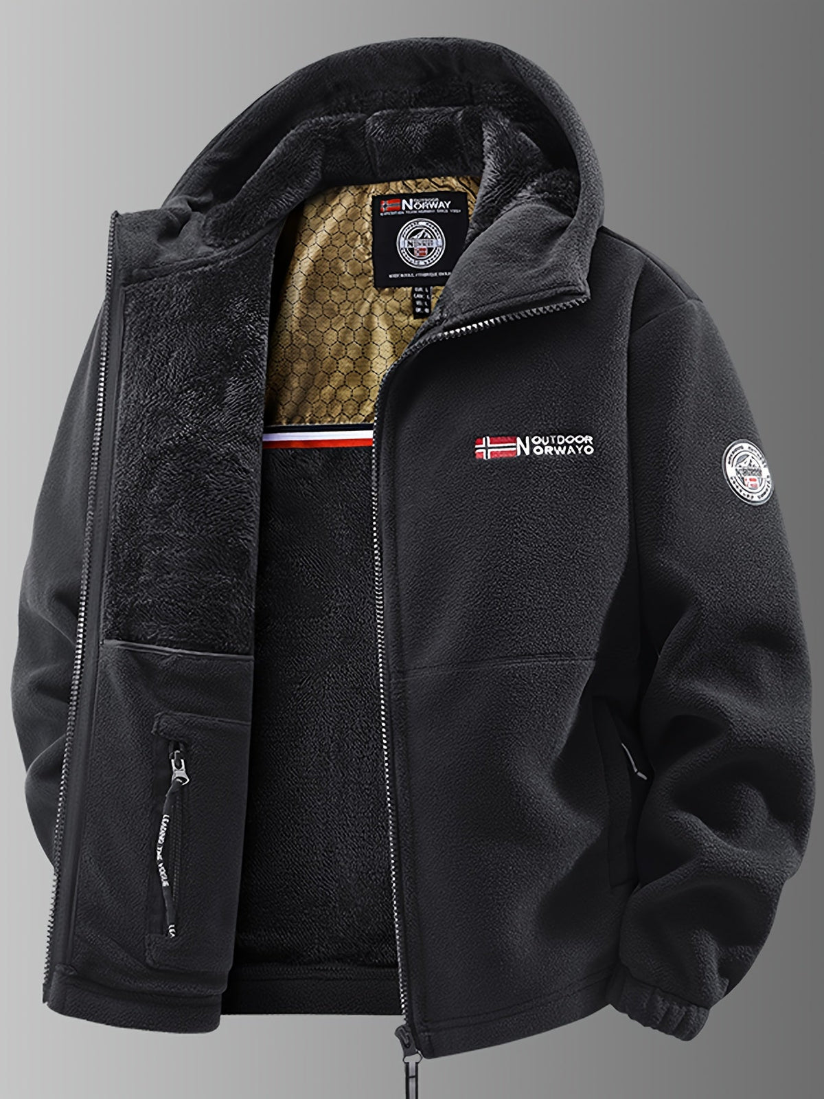 Chaqueta Térmica con Forro Polar para Hombre y Capucha Ajustable